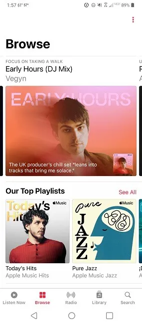 De Android-app van Apple Music.