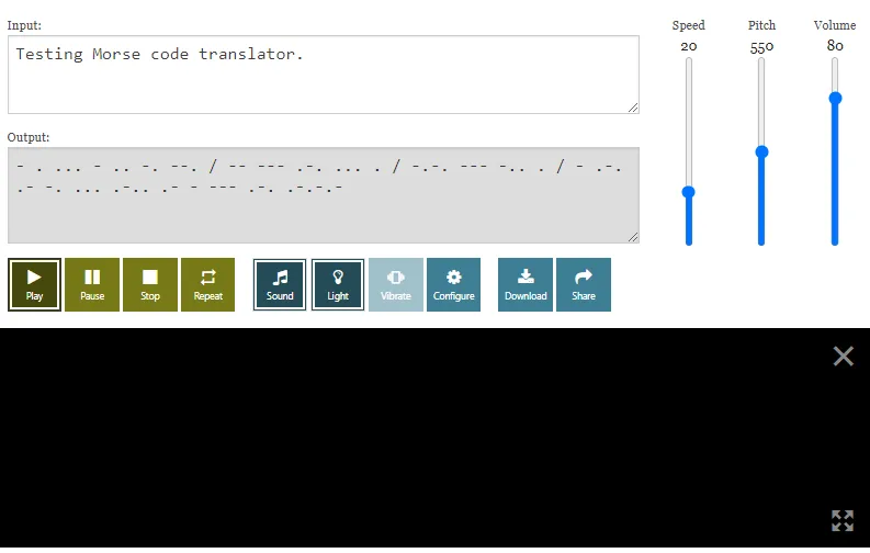 Morse Code World의 번역 도구를 사용합니다.