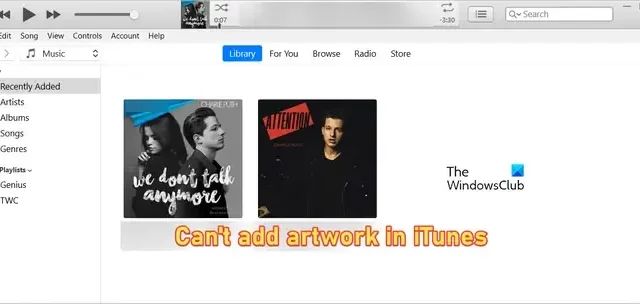 Impossibile aggiungere grafica in iTunes su Windows [fissare]