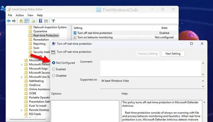 Kan Real-Time Protection niet in- of uitschakelen op Windows 11