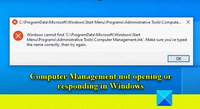 O gerenciamento do computador não abre ou responde no Windows 11/10