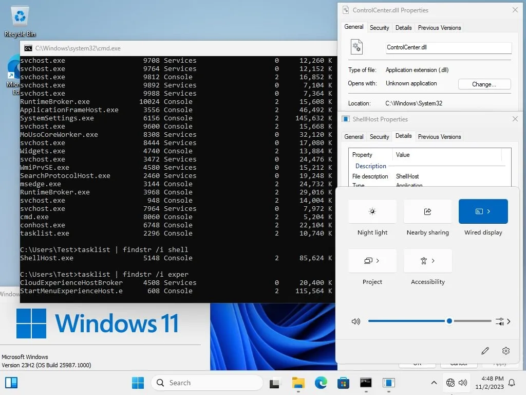 Windows 11 ベースの ControlCenter Win32 および XAML