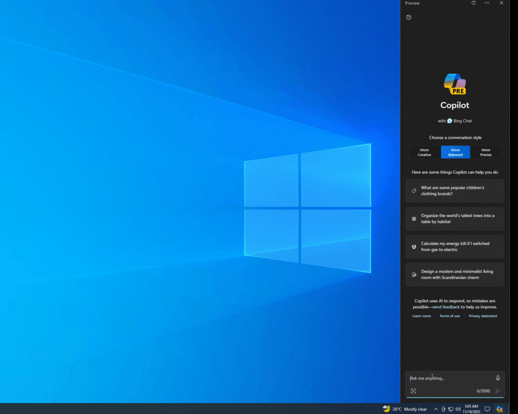 Copilot op Windows 10 hands-on