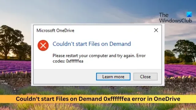 Files on Demand konnte nicht gestartet werden, Fehlercode 0xffffffea in OneDrive
