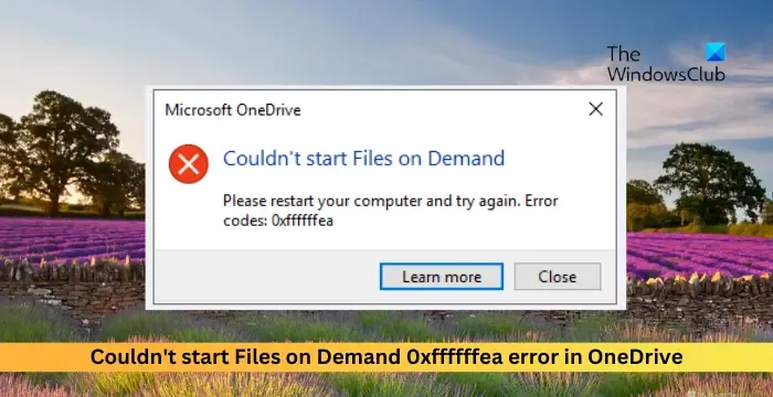 Kan Files on Demand niet starten 0xffffffea-fout in OneDrive