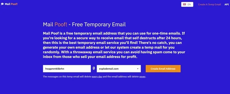 Criando um endereço de e-mail temporário no Mail Poof