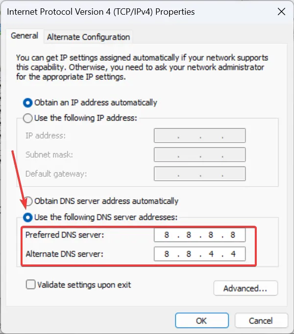 alterar DNS para corrigir doninha do código de erro do destino 2