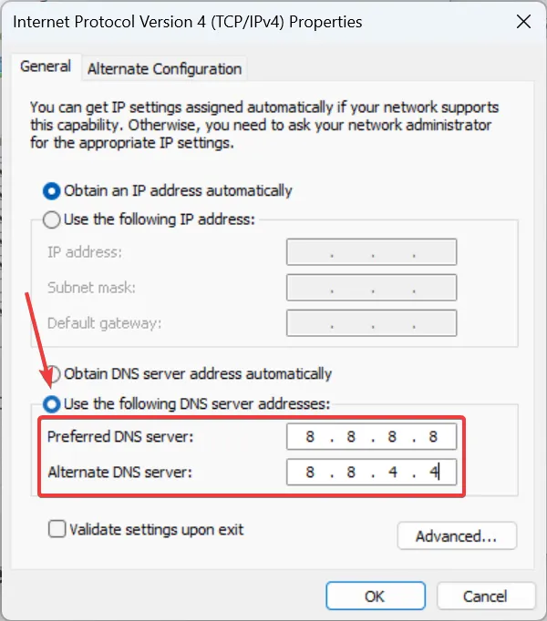 changer le serveur DNS pour corriger l'erreur 503 threads maximum pour le service atteint