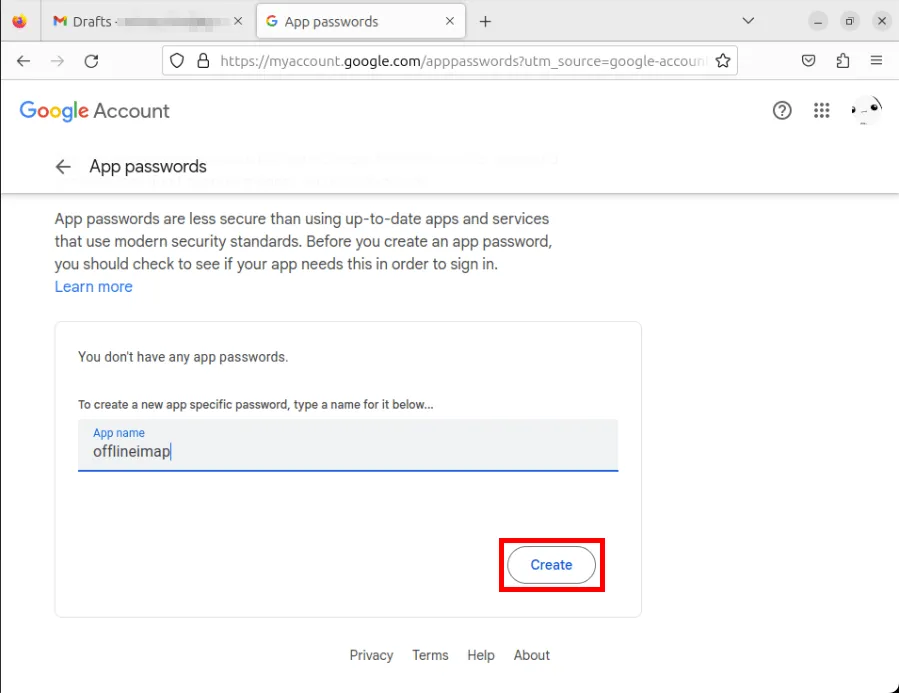 Uno screenshot che mostra una richiesta di password per l'app di esempio.