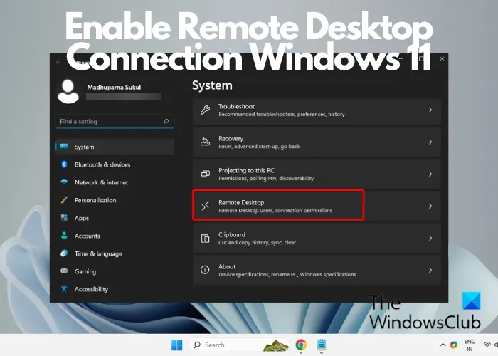 Habilitar conexão de área de trabalho remota Windows 11