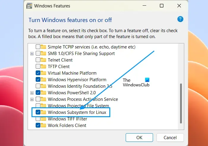 Włącz WSL w systemie Windows