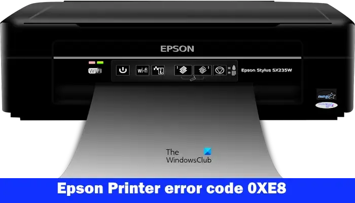 Código de erro da impressora Epson 0xE8