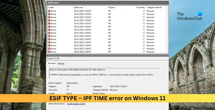 TIPO ESIF – erro IPF TIME no Windows 11