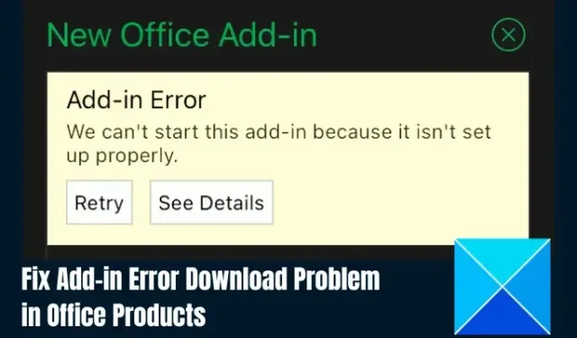 Não podemos iniciar este suplemento porque ele não está configurado corretamente no Office