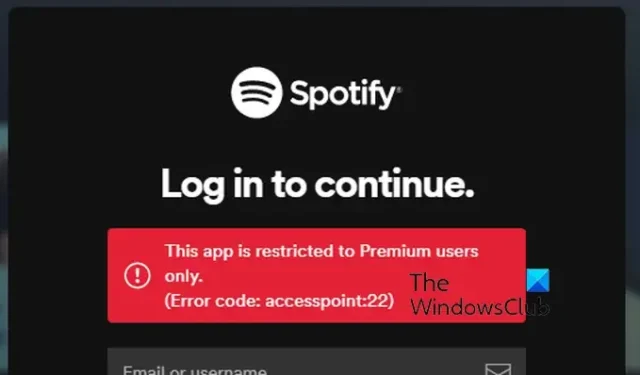 Reparar el código de error del punto de acceso 22 en Spotify