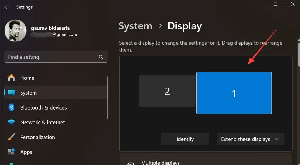 scegli il monitor di visualizzazione in Windows