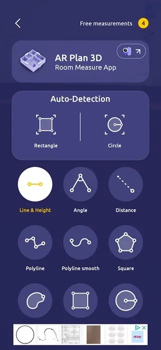 Metingen beschikbaar in de AR Ruler-app.