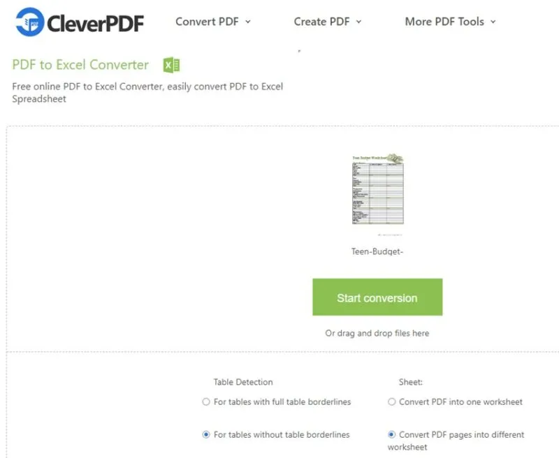 Convertendo um arquivo usando CleverPDF.