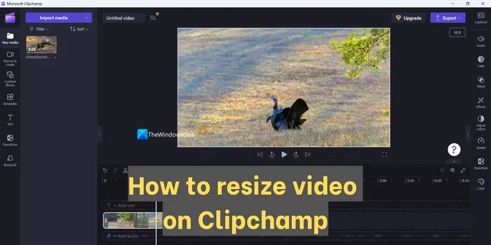 Como redimensionar vídeo no Clipchamp
