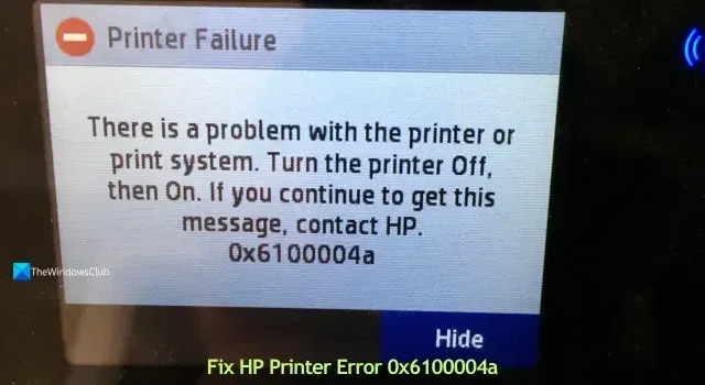 Erreur d’échec de l’imprimante HP 0x6100004a [Correction]