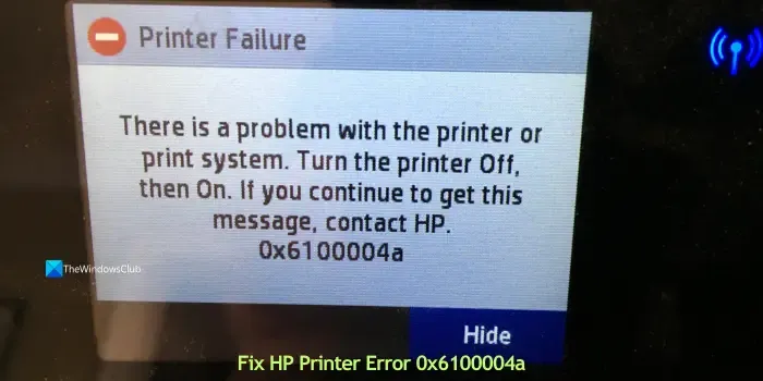 HP-Druckerfehler 0x6100004a