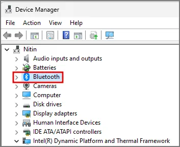 option Bluetooth sur PC Windows
