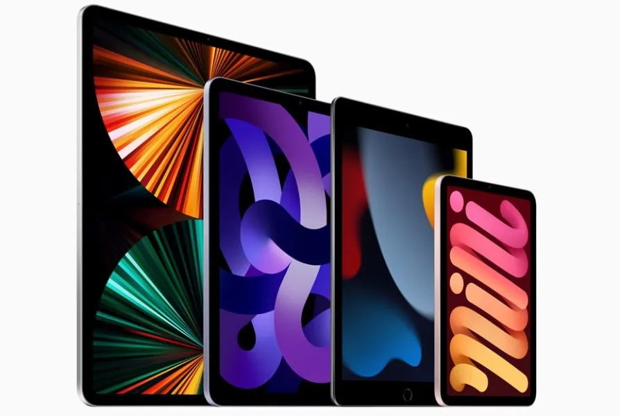 Verschillende iPad-modellen op een witgrijze achtergrond