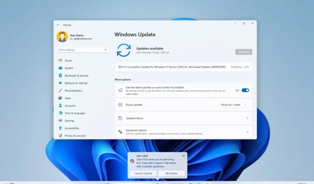 Windows 11 update KB5032190-releases voor versie 23H2, 22H2