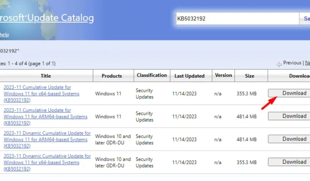 Aggiornamento della sicurezza KB5032192 di Windows 11 21H2