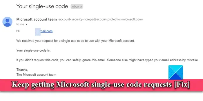 Continue recebendo solicitações de código de uso único da Microsoft