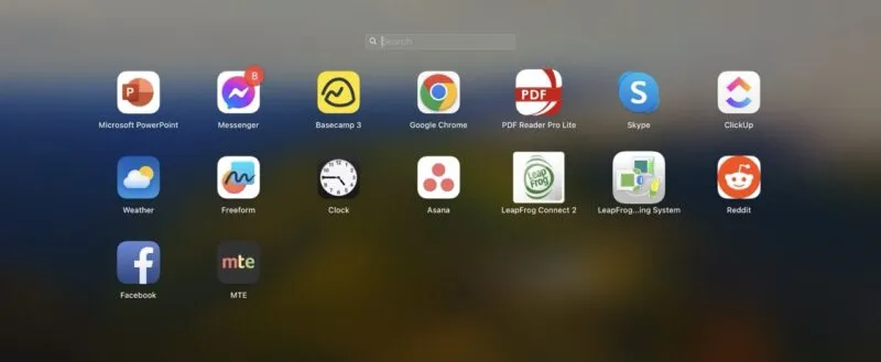 Launchpad che mostra l'app Web creata