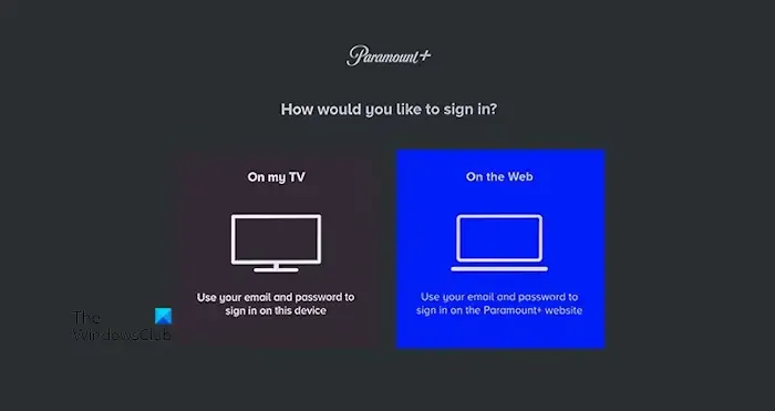 Log in op Paramount Plus op Samsung TV