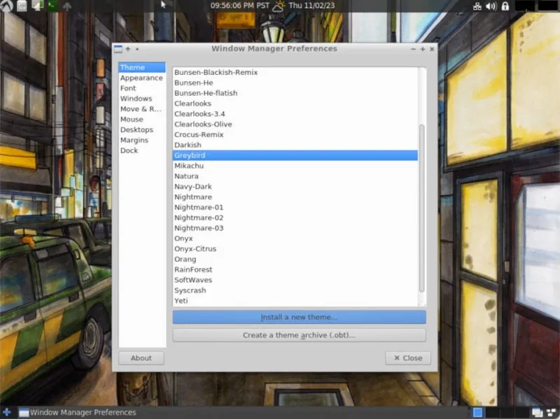 Ein Screenshot, der die Möglichkeiten zum Anpassen des Standardfenstermanagers zeigt.