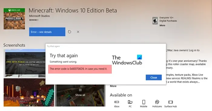 Beheben Sie den Microsoft Store-Fehler 0x800706D9