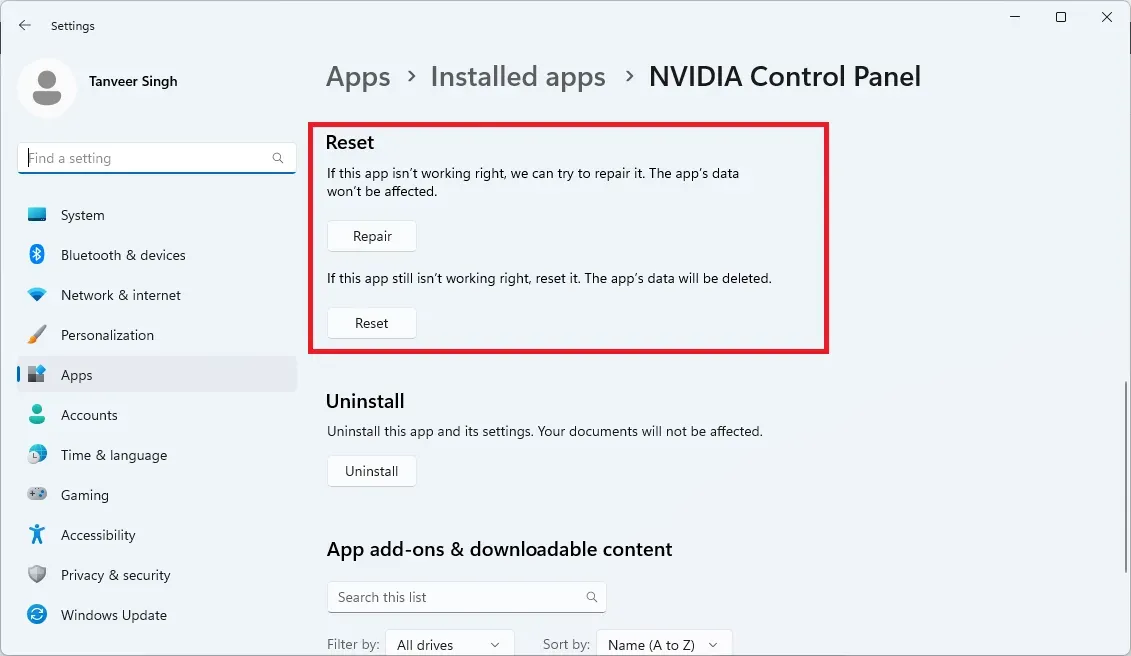 O painel de controle da Nvidia não abre o aplicativo de reparo de correções