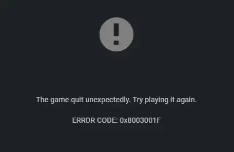 Codice errore NVIDIA 0x8003001F