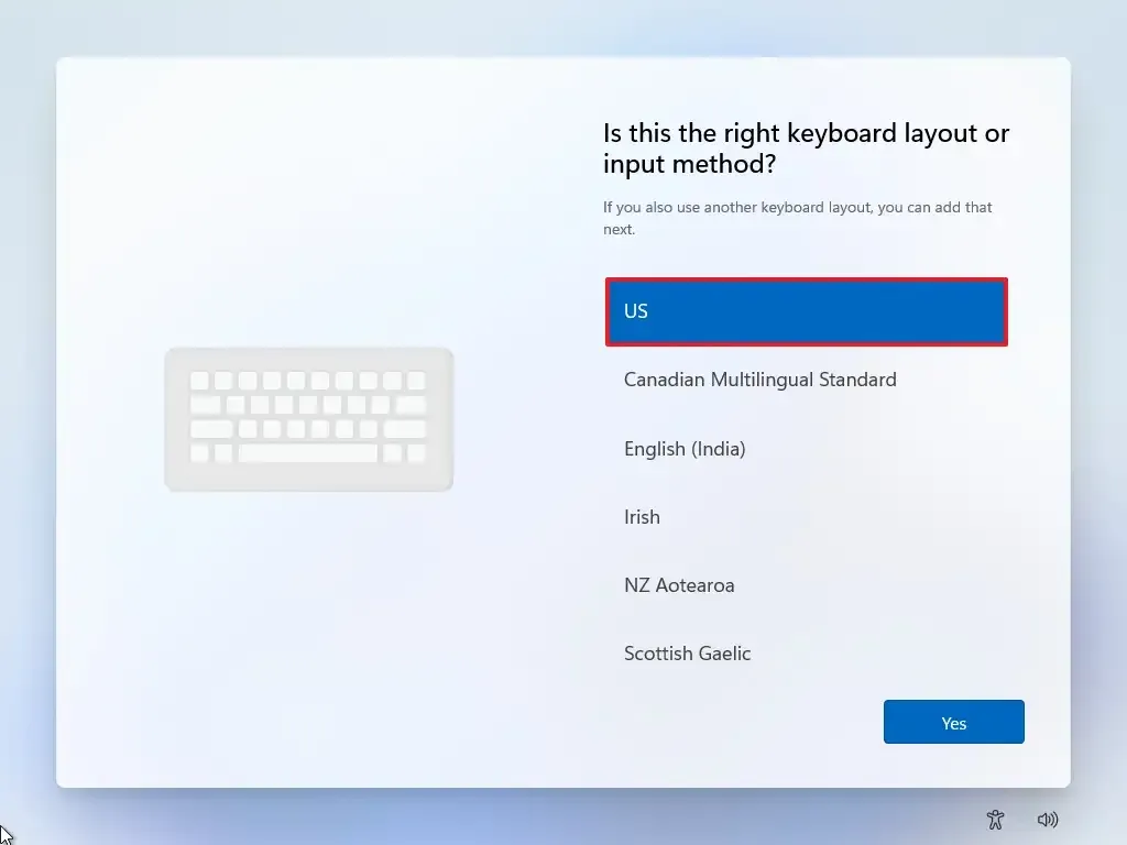 Configurações de layout do teclado