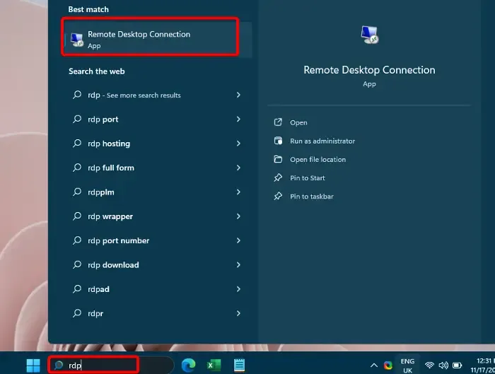 Aktivieren Sie die Remotedesktopverbindung Windows 11