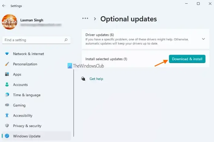 Windows Update のオプションの更新プログラム