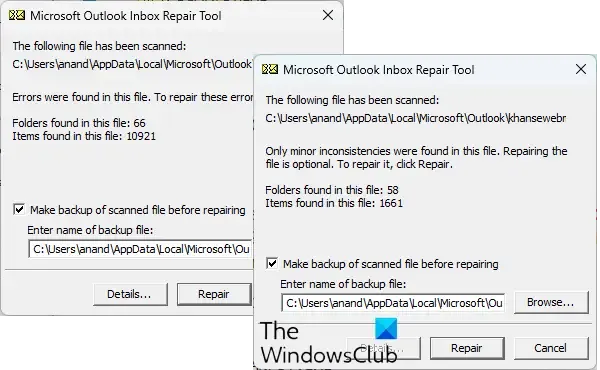 outil de réparation de la boîte de réception Outlook