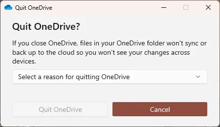 Beenden Sie das OneDrive-Popup