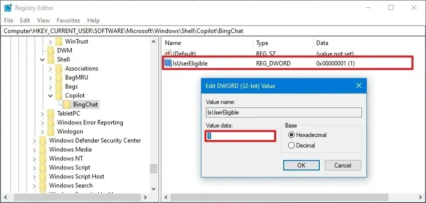 Configuración de la barra de tareas de Registry Copilot