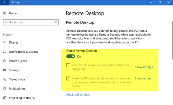 Remotedesktop unter Windows 10
