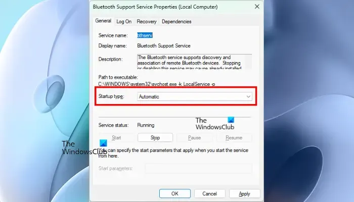 Riavviare il servizio di supporto Bluetooth