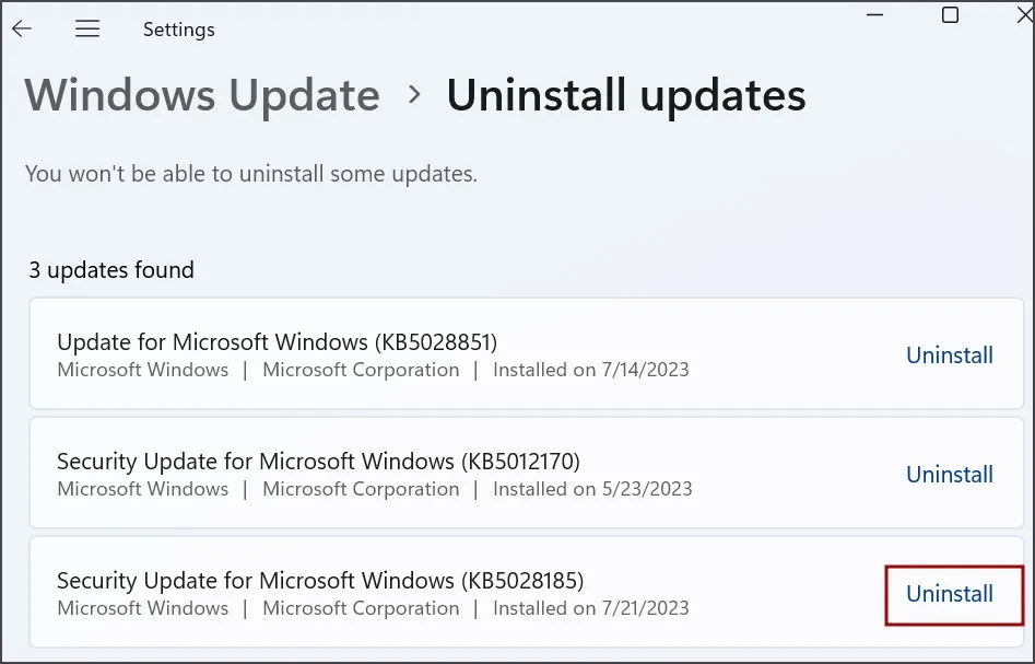 Revertir la actualización de Windows