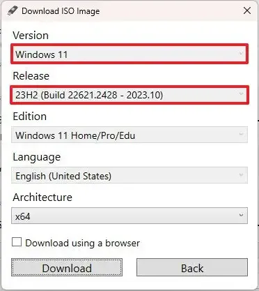 Rufus Windows 11 23H2 ISO ダウンロード