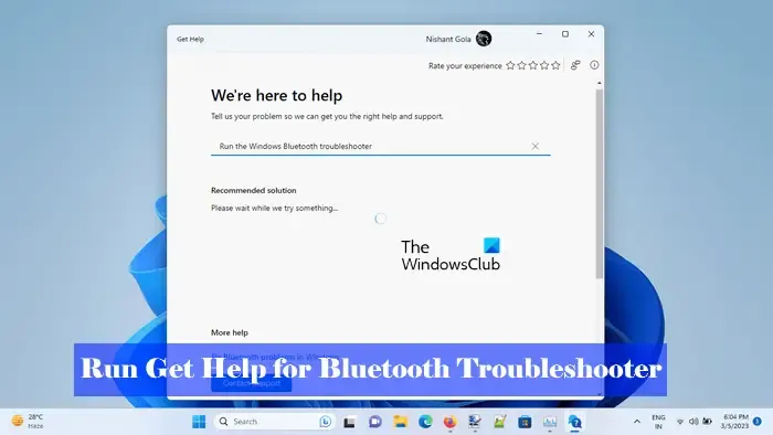 Führen Sie Get Help for Bluetooth Troubleshooter aus