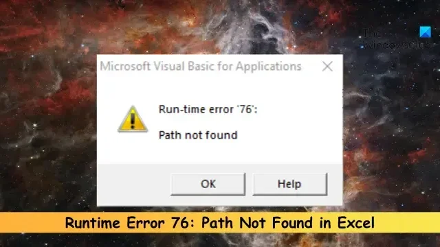 Error de tiempo de ejecución 76: ruta no encontrada en Excel