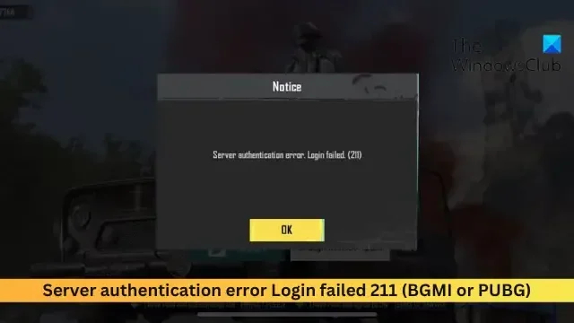 Server authentication error, Login failed 211 (BGMI or PUBG)