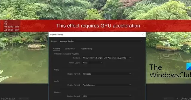 Dit effect vereist GPU-versnelling in After Effects of Premiere Pro